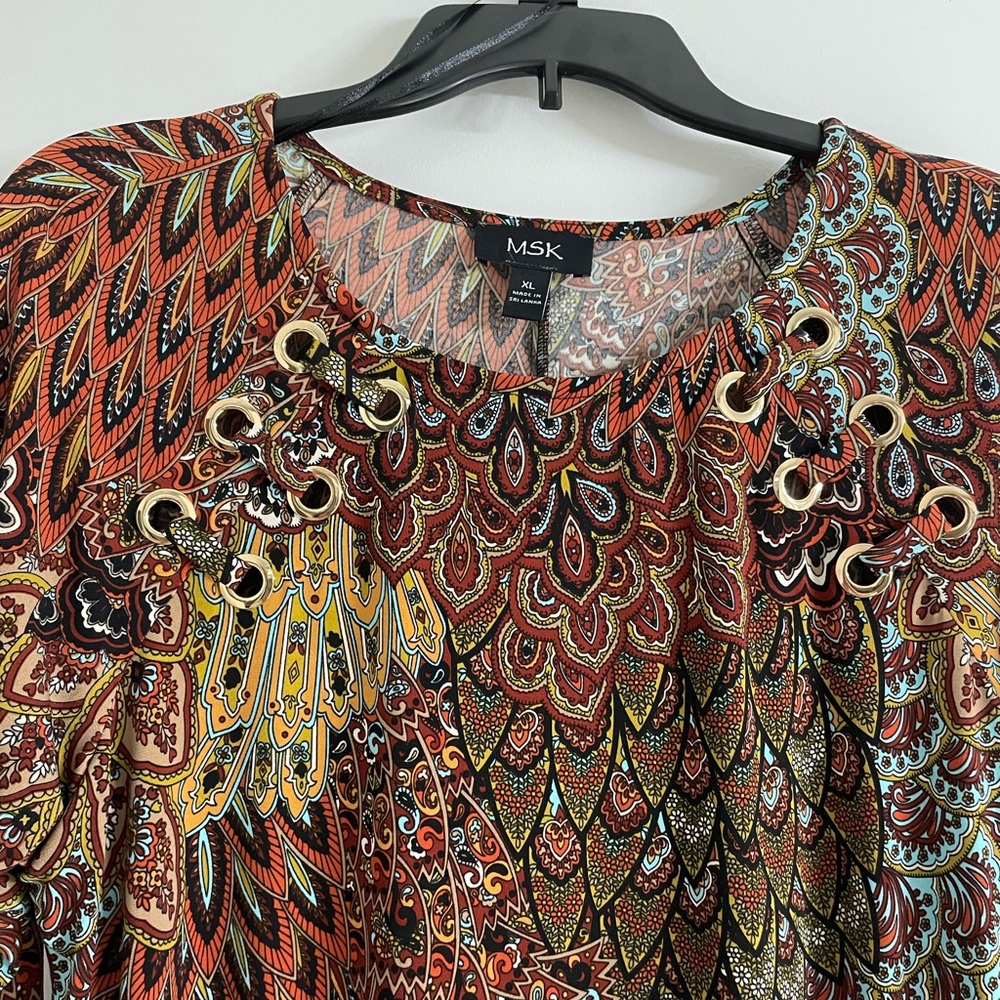 MSK Vibrant Paisley Long Sleeve Dress - Picture 2 of 5